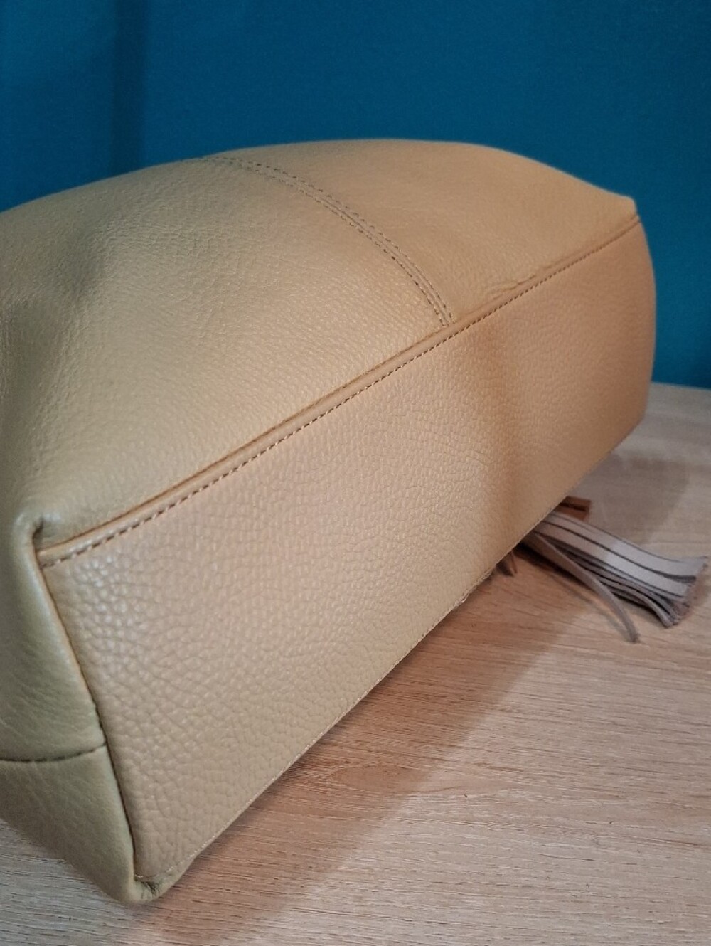 The Sak HUNTLEY Leather Hobo with Tassel Accent in Color Natural - Picture 10 of 13